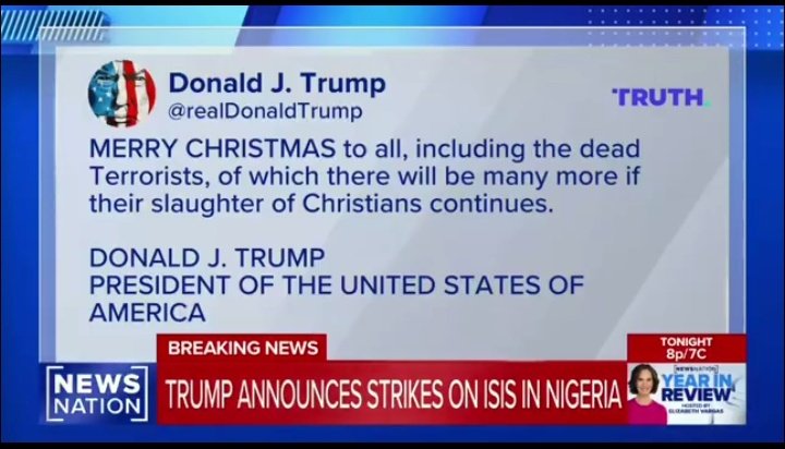 Thank you <a href="/POTUS/">President Donald J. Trump</a> for the best Christmas gift. 

#MerryChristmas #airstrikes #Nigerians #ISWAP
