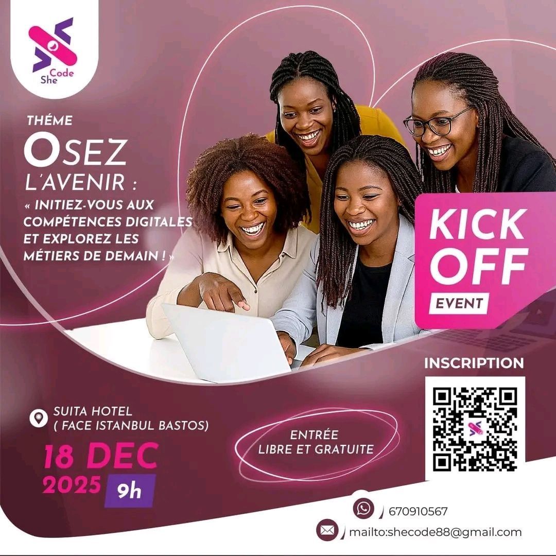 HerAIAfrica's tweet photo. Le 18 décembre dernier, nous avons pris part au lancement de SheCode à Yaoundé.
Plus de 20 femmes réunies autour des compétences digitales et des métiers de demain. Merci à Liliane Tueguem pour l'invitation et Ariane Djeupang.
#SheCode #WomenInTech #HerAIAfrica #TechEvent https://t.co/hdlzJFhoDZ
