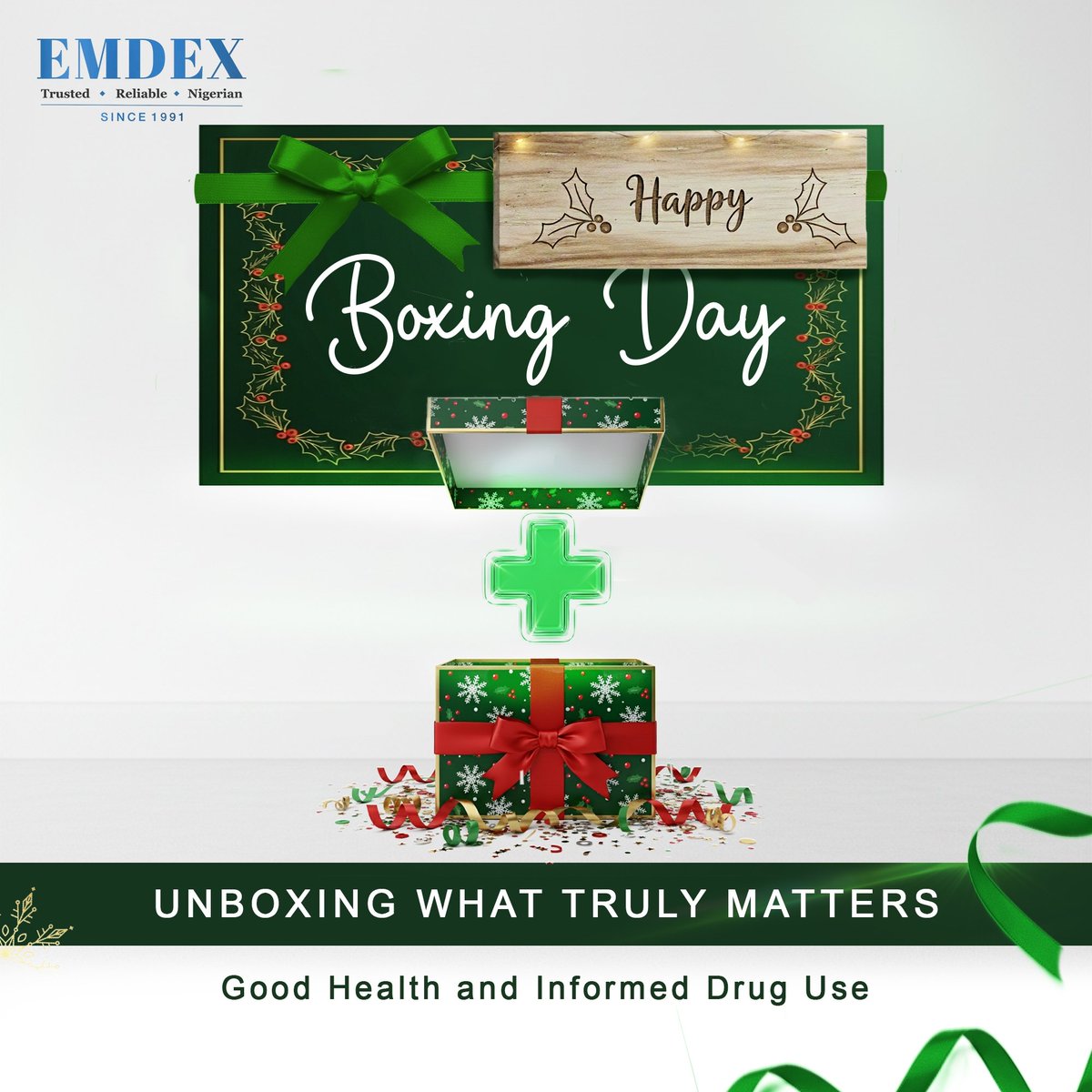EMDEX_25's tweet photo. Happy Boxing Day from EMDEX.

Wishing you a calm and reflective day.

#EMDEX #BoxingDay #HealthInformation #RationalDrugUse https://t.co/gPQq8a3UzA