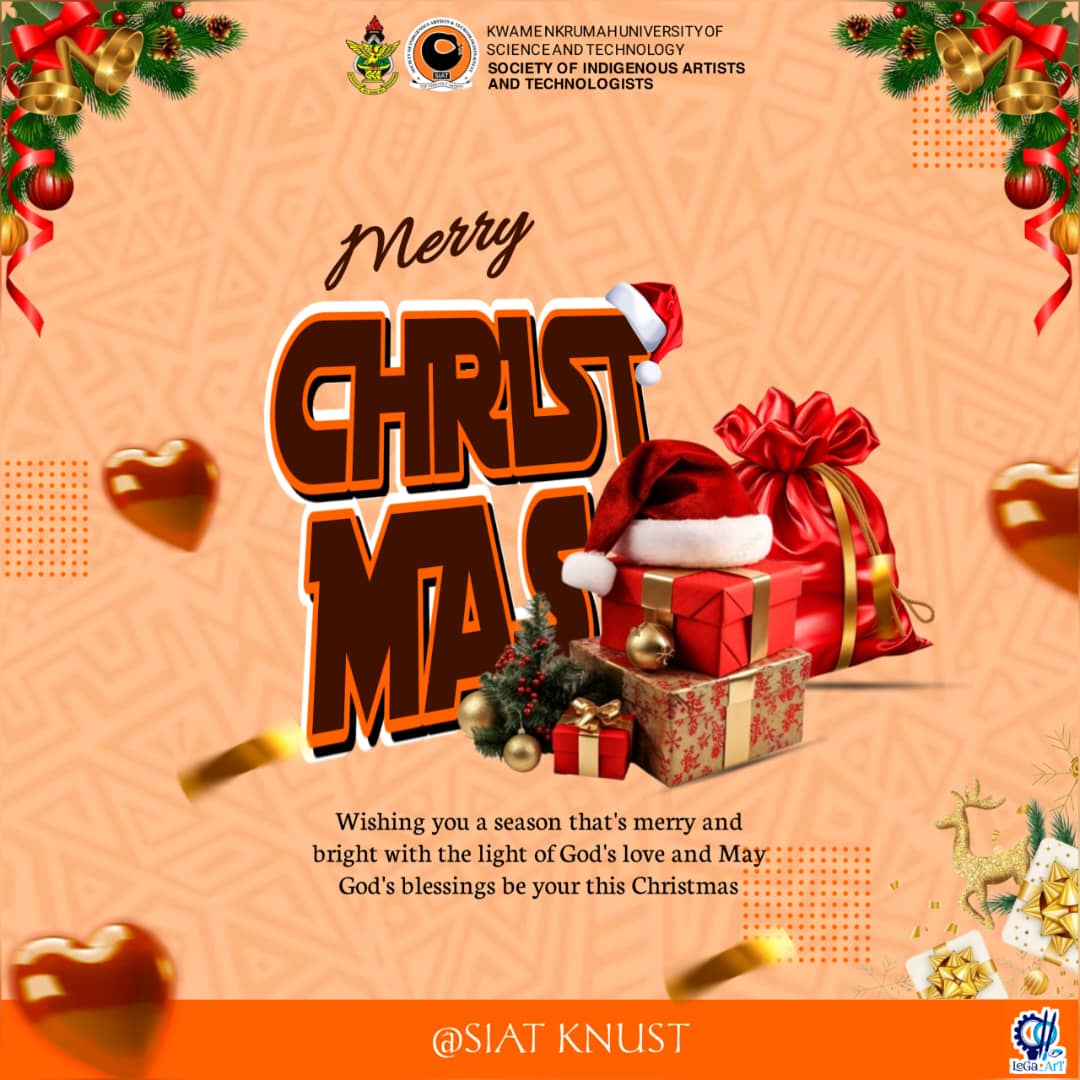 siatknust's tweet photo. 🟠⚫ SIAT KNUST  ⚫🟠

SIAT Administration for the 2025/26 Academic year wishes you a Merry Christmas. https://t.co/8mKKYWsjOa