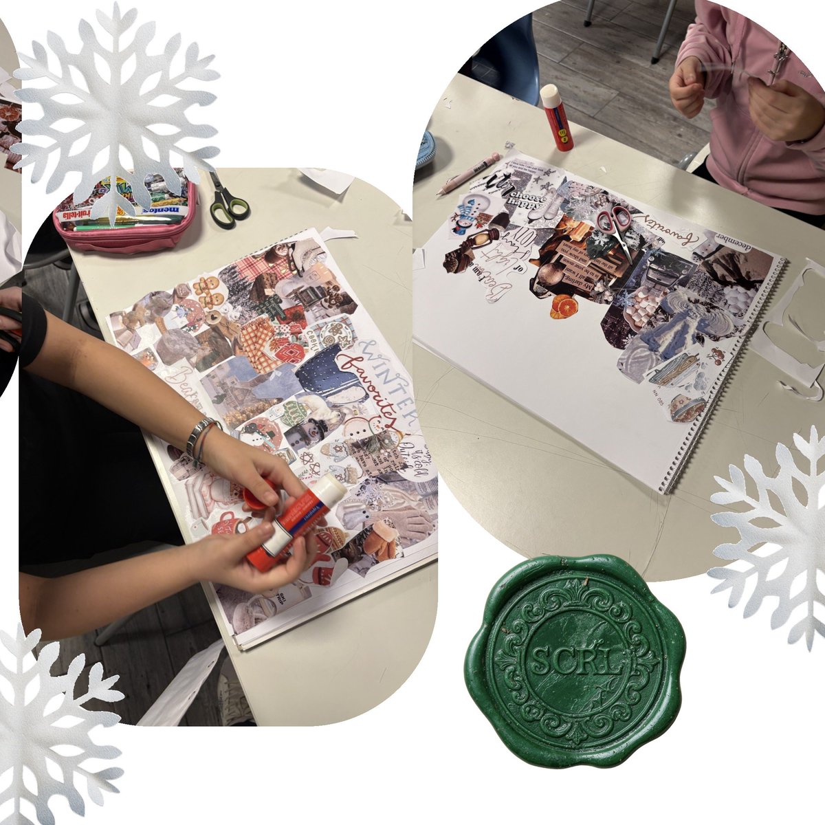 Kışın renkleri, dokuları ve duyguları bu çalışmada bir araya geldi.❄️
Öğrencilerimiz Görsel Sanatlar dersinde kesme–yapıştırma kolaj tekniğini kullanarak kış temalı özgün kompozisyonlar oluşturdu. 🎨✨