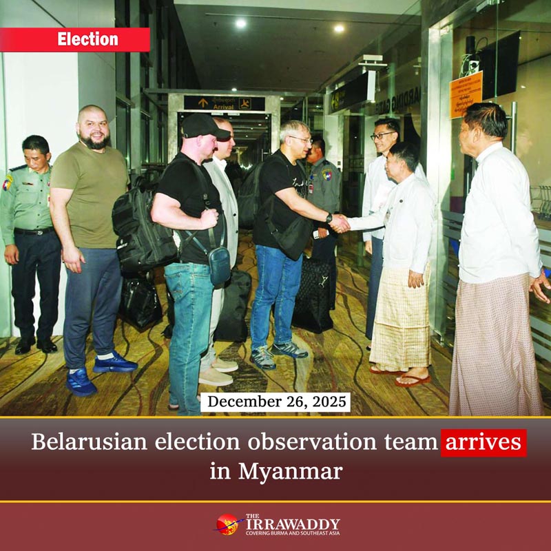 IrrawaddyNews's tweet image. An election observation team from Belarus led by the crackpot country’s Central Election Commission deputy chairman arrived in Yangon on Thursday evening to monitor Myanmar’s military-organized polls.
#JuntaElection #WhatsHappeningInMyanmar