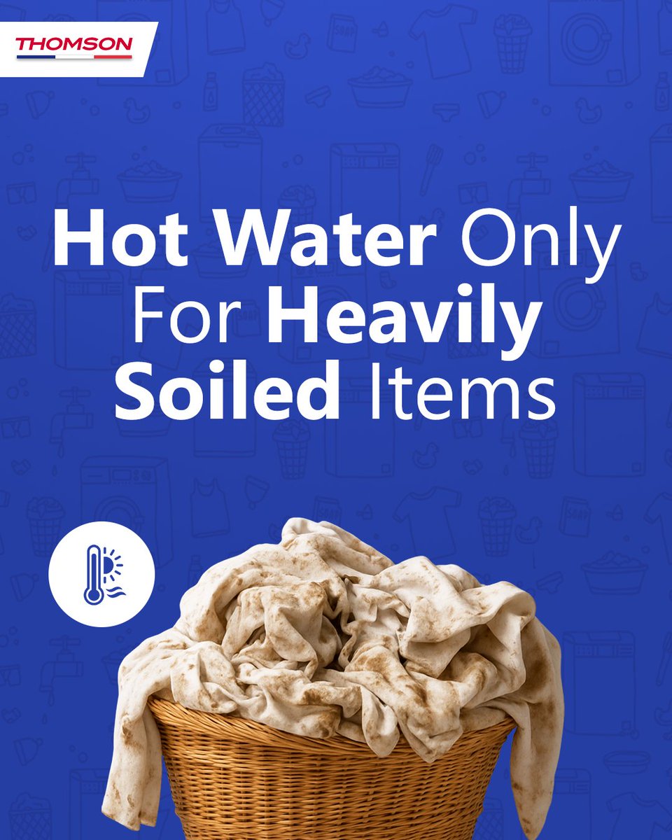 ThomsonTvIndia's tweet image. Cold, warm, or hot every fabric has its perfect match. 👕 Swipe to discover how the right wash keeps your clothes fresh, clean, and long-lasting with Thomson washing machines.
#ThomsonAppliances #SmartWashing #LaundryCare #WashRight #EveryFabricMatters