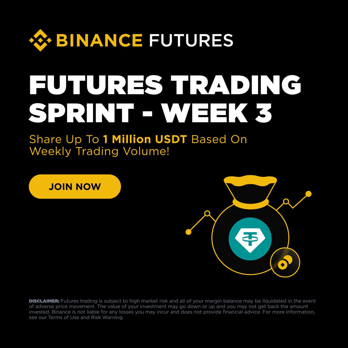 Trade USDⓈ-M Futures and compete for a multi-token prize pool worth up to 1M USDT, based on your weekly trading volume.

How to join:
🔸 Climb the volume leaderboard
🔸 Trade 500 USDT+ on USDⓈ-M Contracts

Join now 👉 binance.com/en/activity/tr…