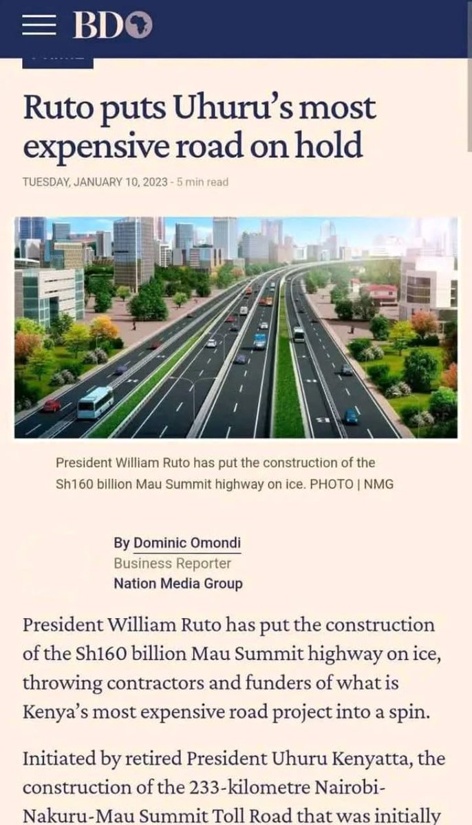 aomenya's tweet photo. Rironi - Mau Summit Highway: At the cost of Kshs 160 billion corruption fees had been factored in. Now Kenyans must pay Kshs 200 billion;  plus Kshs 7 billion penalty to the French firm + questionable toll rates. A special corner of hell should be preserved for these Fellows. https://t.co/9ERVUh9Qlc
