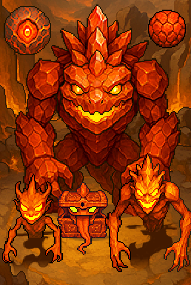 UmeyasuApp's tweet photo. These are volcano-themed enemy characters! 🌋🔥
#gamedev #indiegame https://t.co/Pt8R1Z9JLa