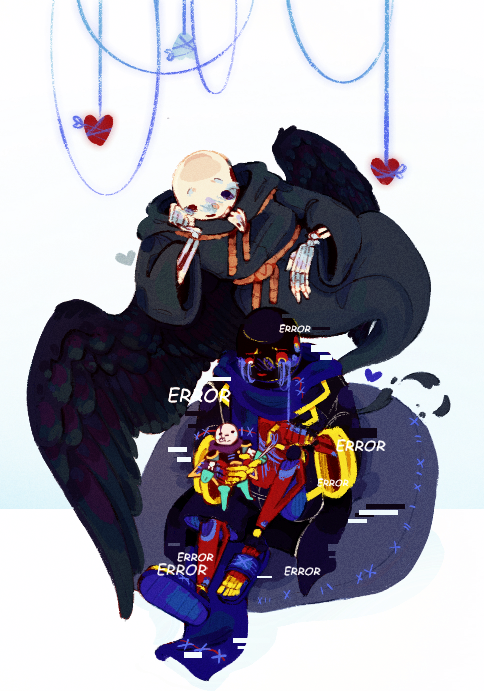 reaper and error (featuring a tiny doll of my swapfell sans) 🫶