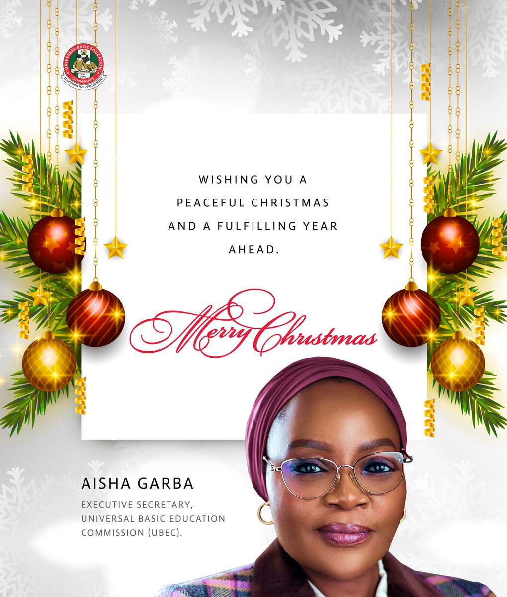 AishaMGarba's tweet image. Celebrating the joy of Christmas.
Wishing you warmth, happiness, and peace, and may the season inspire renewed hope and commitment to building a stronger foundation for education across our nation.