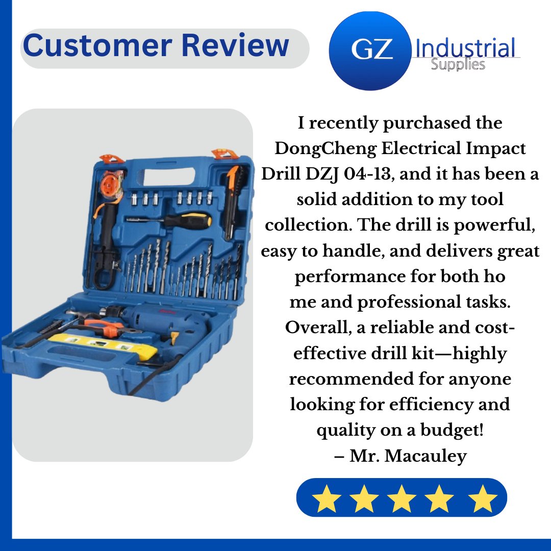 GZ_indsupplies's tweet image. Real Feedback, Real Power 🔥
“I’m impressed with the DZJ-04-13 Impact Drill. Powerful motor, good grip, and excellent value.”
Another satisfied customer! 🙌
#Dongcheng #PowerTools #ImpactDrill #CustomerReview #QualityYouCanTrust