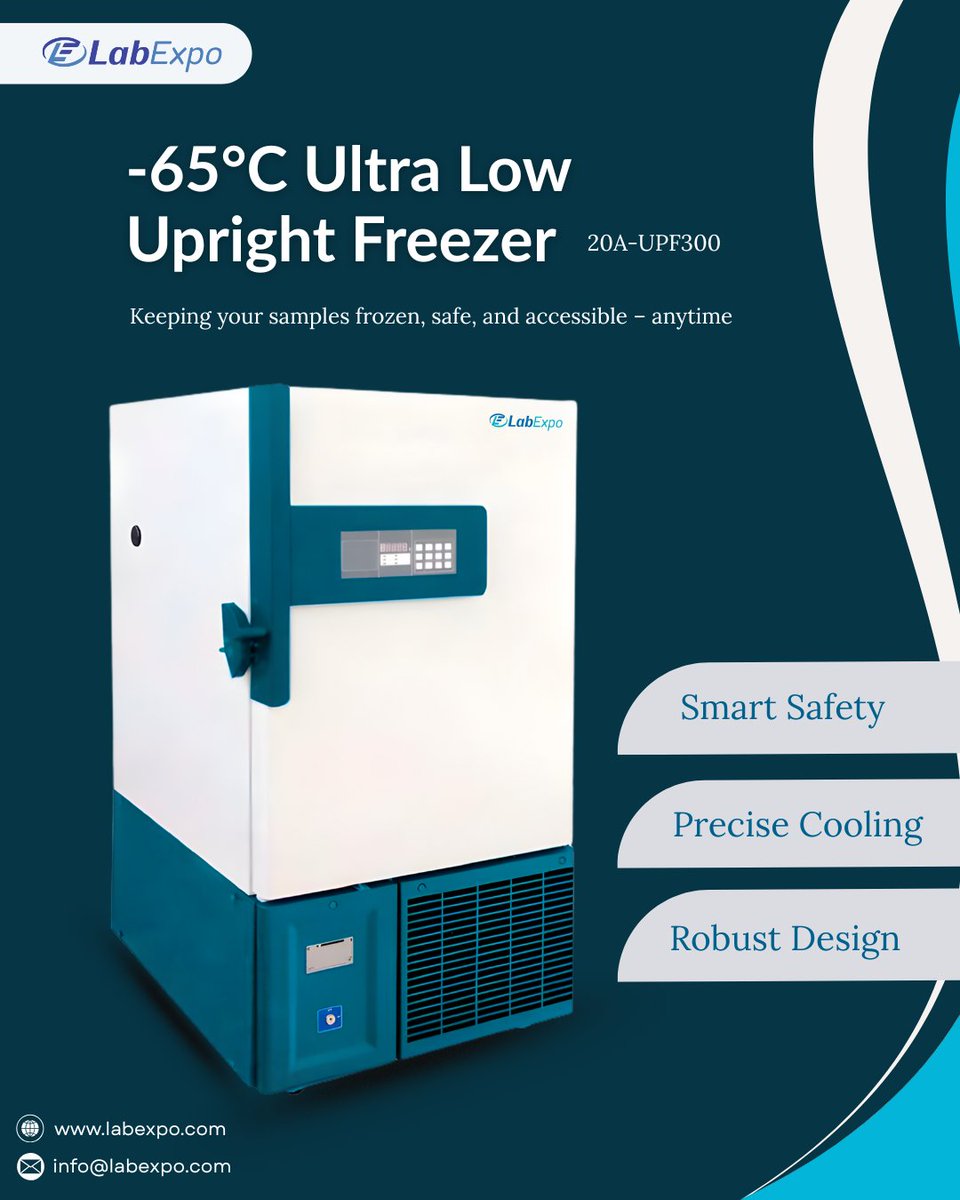 LabExpo_LLC's tweet photo. Ultra Low Upright Freezer 20A‑UPF300 provides secure ultralow storage down to ‑65 °C with digital control, alarms, and mobility casters. 

info@labexpo.com

Learn More: 
https://t.co/W1FOmaeSi0

#LabExpo #Freezers #UltraLowFreezer #UprightFreezer #LabEquipment https://t.co/9NIXwVRQwS