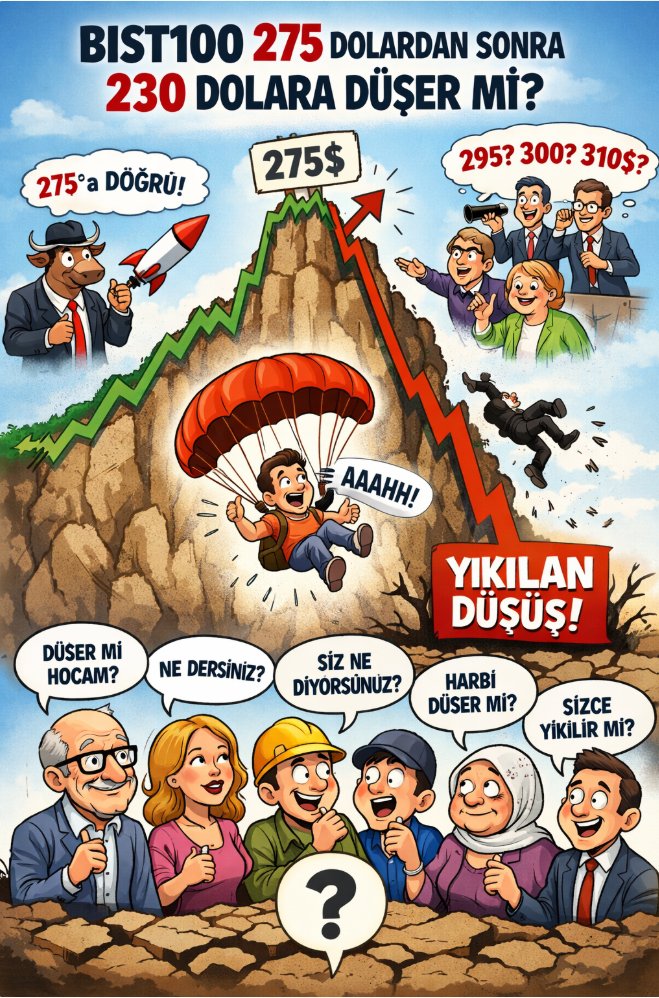 Buradan ülkemizdeki;

Aracı kurum analistlerine,

TV’lerde grafik analizi yapanlara,

X’te ve diğer sosyal medya platformlarında (yüksek takipçili sayfalara),

Borsa eğitimi veren hocalara

…kısacası “bu işi biliyorum” diyen herkese soruyorum:

#BIST100 (#XU100) endeksi için