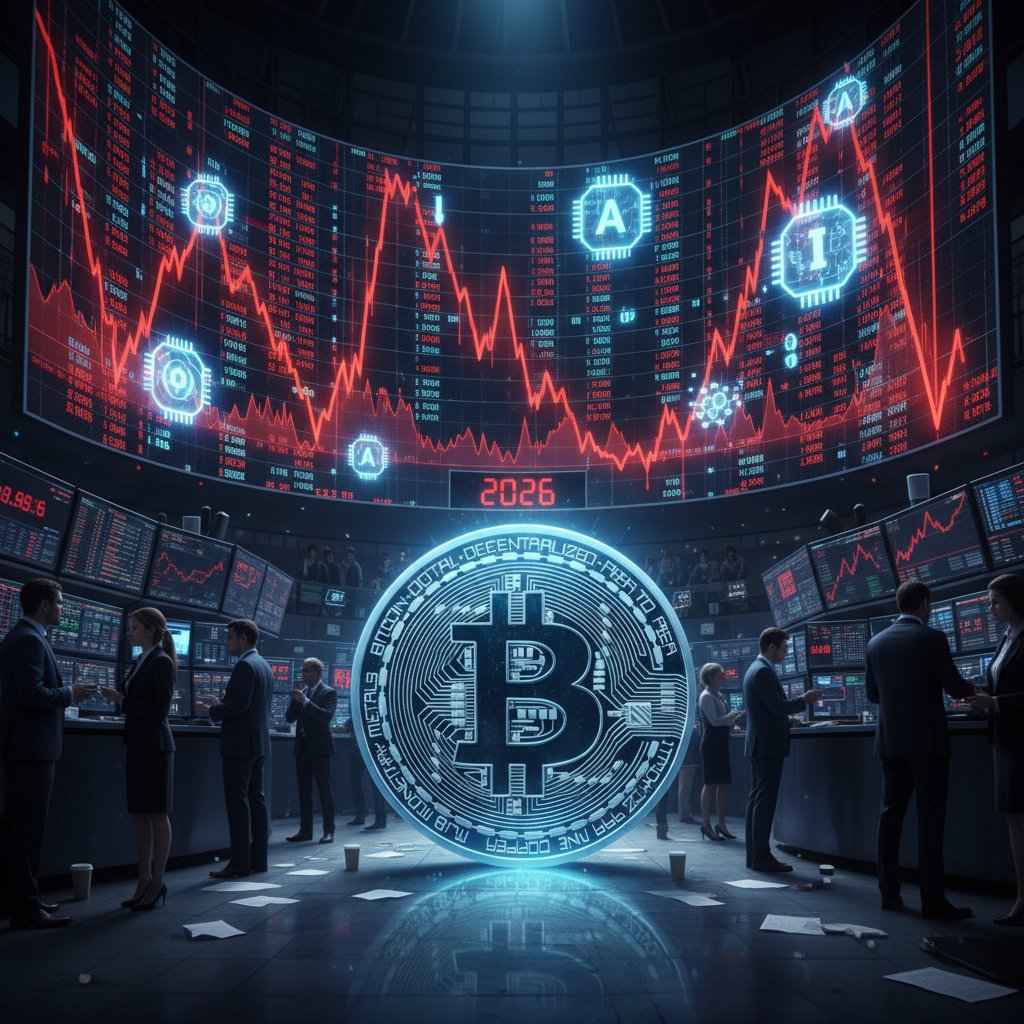 blocktechbrew's tweet photo. An AI-driven equity bubble burst in 2026 could hit $BTC hard—especially with over $500B in AI investments on shaky ground.  

Historically, Bitcoin’s tied to equities during turmoil, but deeper institutional roots might limit the downside this time.  

Can Bitcoin truly weather a major AI-led crash? Would love your take.  
#Bitcoin #AI #Crypto