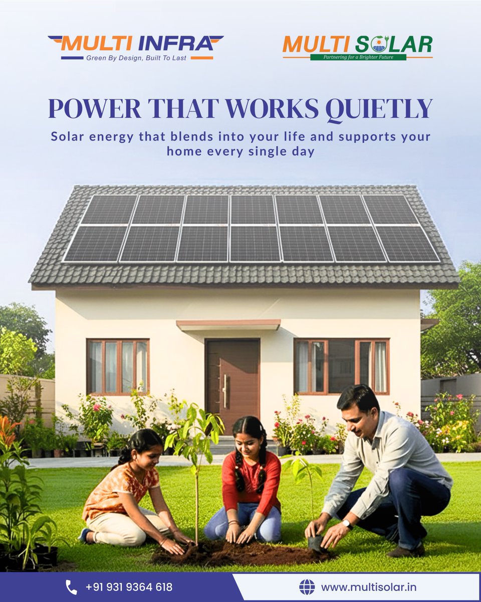 multisolar_in's tweet image. Not all power comes with a sound.
Some power simply lives with you —
while your kids grow, trees take root, and days unfold gently.

#MultiSolar #QuietEnergy #SolarForHomes #CleanPowerEveryday #FutureReadyLiving #SustainableIndia #HomePoweredBySun #EnergyThatFeelsRight