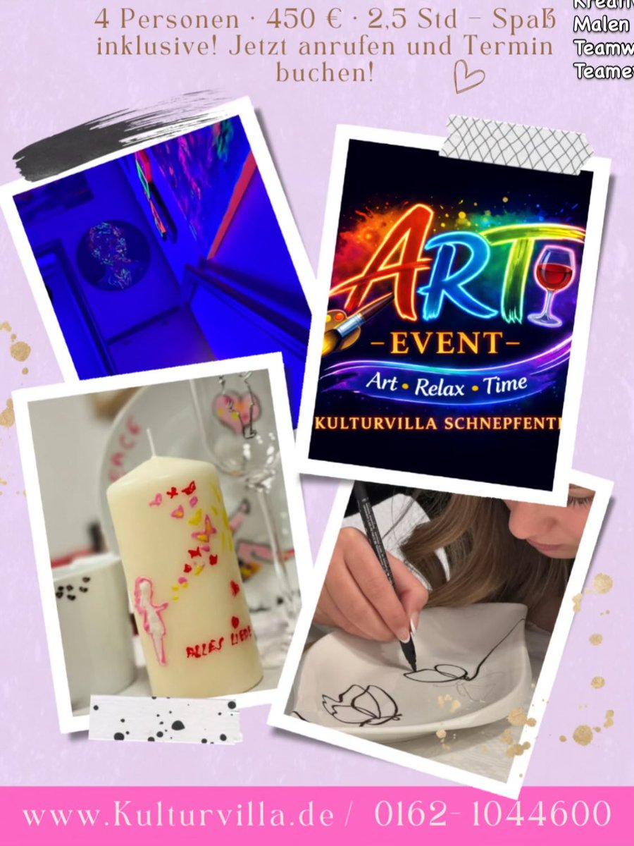 Schnepfenthal's tweet photo. Creative Time in der Kulturvilla Schnepfenthal – Thüringen! 

Draußen ist es kalt, drinnen wird es bunt und kreativ! 🎨
Ab vier Personen könnt ihr gemeinsam Porzellan bemalen, kleine Überraschungen malen. 

https://t.co/lb9w7qATR9
#indoor  #ferien  #malen  #familie #thüringen https://t.co/SS39uQgXdk