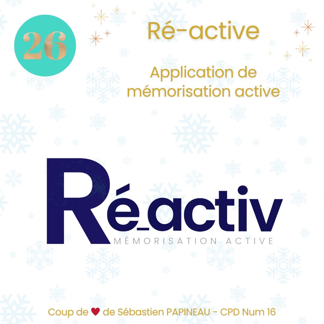 MercierRichard5's tweet photo. Pépites et coups de ❤️ des #ERUN et #RefNum @educatechexpo

✨PÉPITE 26 – RÉ-ACTIV✨

Aider les enseignants à renforcer l’ancrage mémoriel des apprentissages grâce à la réactivation régulière des connaissances et à des pistes pédagogiques concrètes.

🔗 https://t.co/lI2Tcn84q8 https://t.co/AUcHwzXL0h