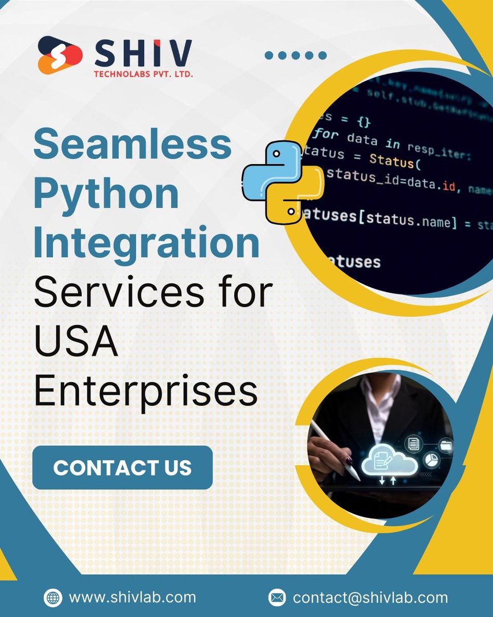 Shiv_Technolabs's tweet photo. 🚀 𝗽𝘆𝘁𝗵𝗼𝗻 𝘀𝘆𝘀𝘁𝗲𝗺 𝗶𝗻𝘁𝗲𝗴𝗿𝗮𝘁𝗶𝗼𝗻 𝘀𝗲𝗿𝘃𝗶𝗰𝗲𝘀 𝗳𝗼𝗿 𝘂𝘀𝗮 𝗲𝗻𝘁𝗲𝗿𝗽𝗿𝗶𝘀𝗲𝘀

🌐 https://t.co/DXKFc0TxD2
📩 contact@shivlab.com

#pythonintegration #pythonservices #usatechnology #backenddevelopment #enterprisesolutions #shivtechnolabs #knightcoders https://t.co/IAsvr3eCx7