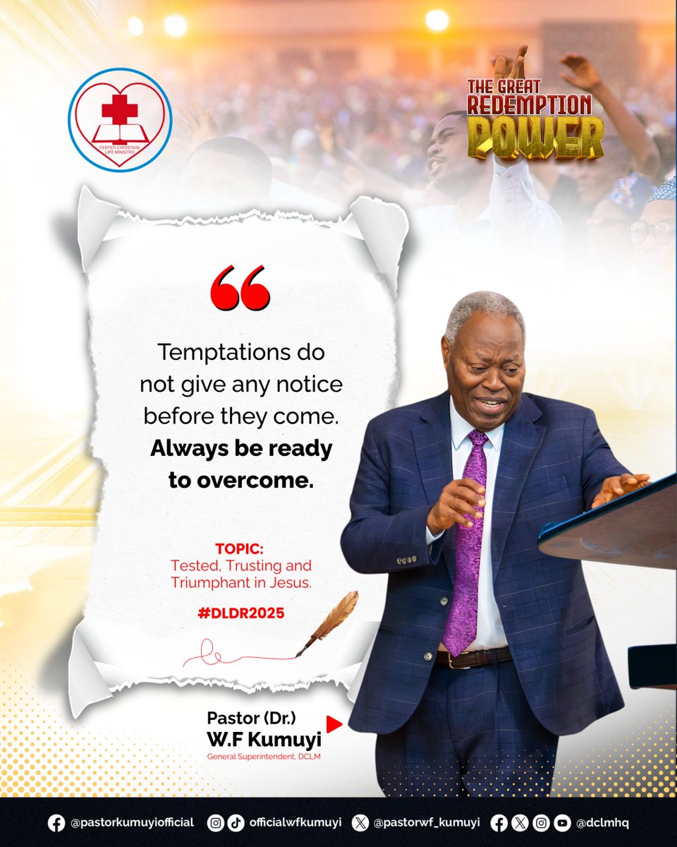 dclmhq's tweet photo. Temptations do not give any notice before they come. Always be ready to overcome. #DLDR2025 https://t.co/a6xDdS3BiT