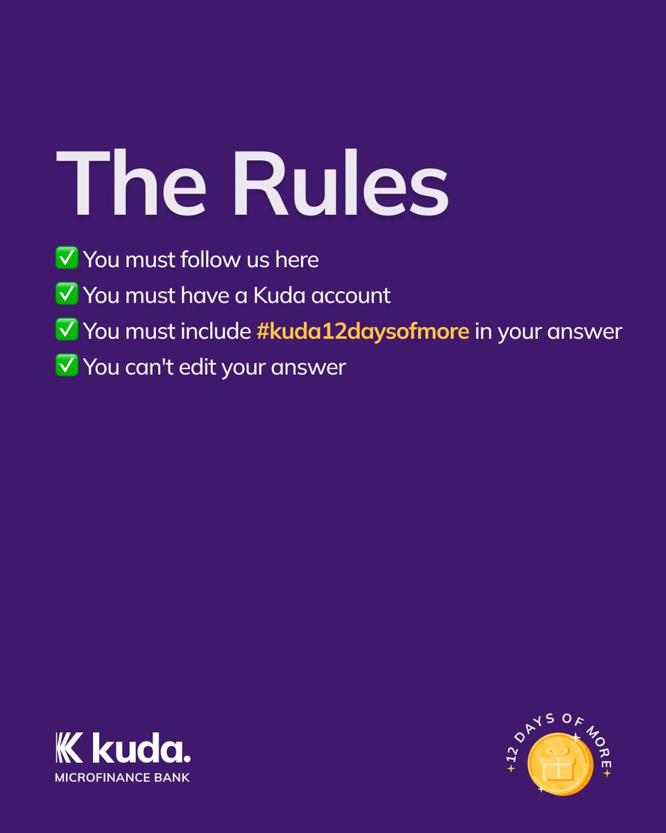 joinkuda's tweet photo. If you get it, you’re winning a ₦150,000 Dye Lab voucher. 🎨
All the very best! #kuda12daysofmore https://t.co/3pKkC3Ppmf