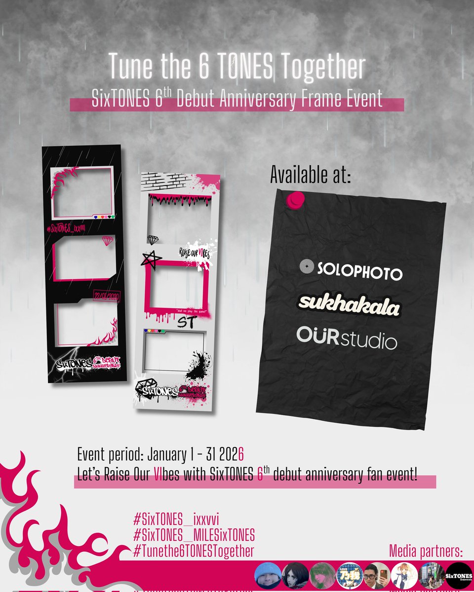 potatoice_x's tweet image. Let's "Raise Our VIbes"! 💎

Mari ramaikan anniversary debut SixTONES yang ke-6 bersama fan-made photoframe event,

ー 𝐓𝐮𝐧𝐞 𝐭𝐡𝐞 𝟔 𝐓𝐎𝐍𝐄𝐒 𝐓𝐨𝐠𝐞𝐭𝐡𝐞𝐫 ー

📆 1-31 Januari 2026
📍 37 kota di Indonesia

#SixTONES_ixxvvi
#SixTONES_MILESixTONES
#Tunethe6TONESTogether
