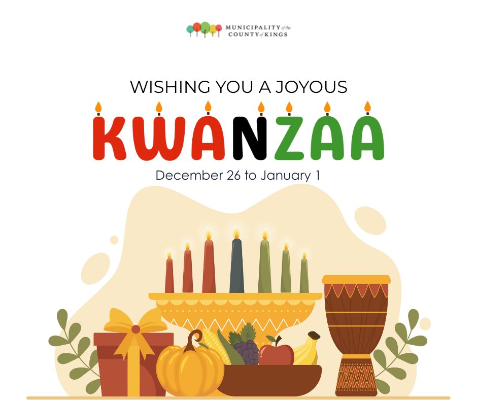 Happy Kwanzaa from the Municipality! This week-long celebration honours African heritage and the Seven Principles that inspire unity, creativity, and collective responsibility. We send warm wishes to all community members observing Kwanzaa.