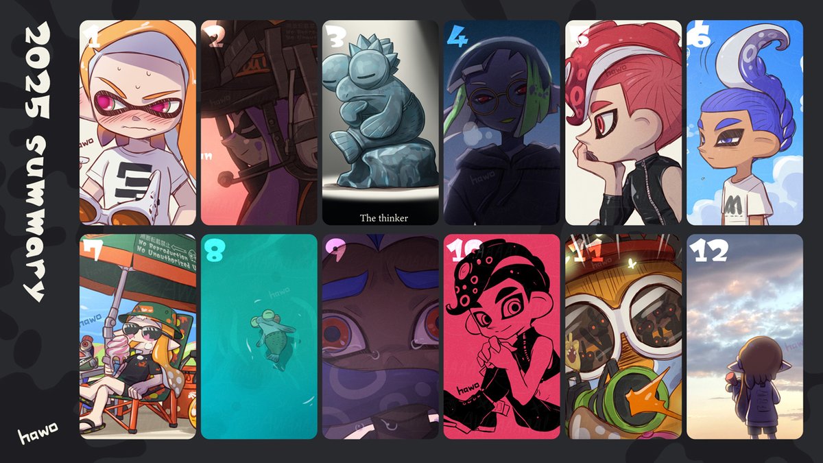 2025年イカタコ
（イカタコを描いていない月もあった！？代理🐟）
#2025を振り返る