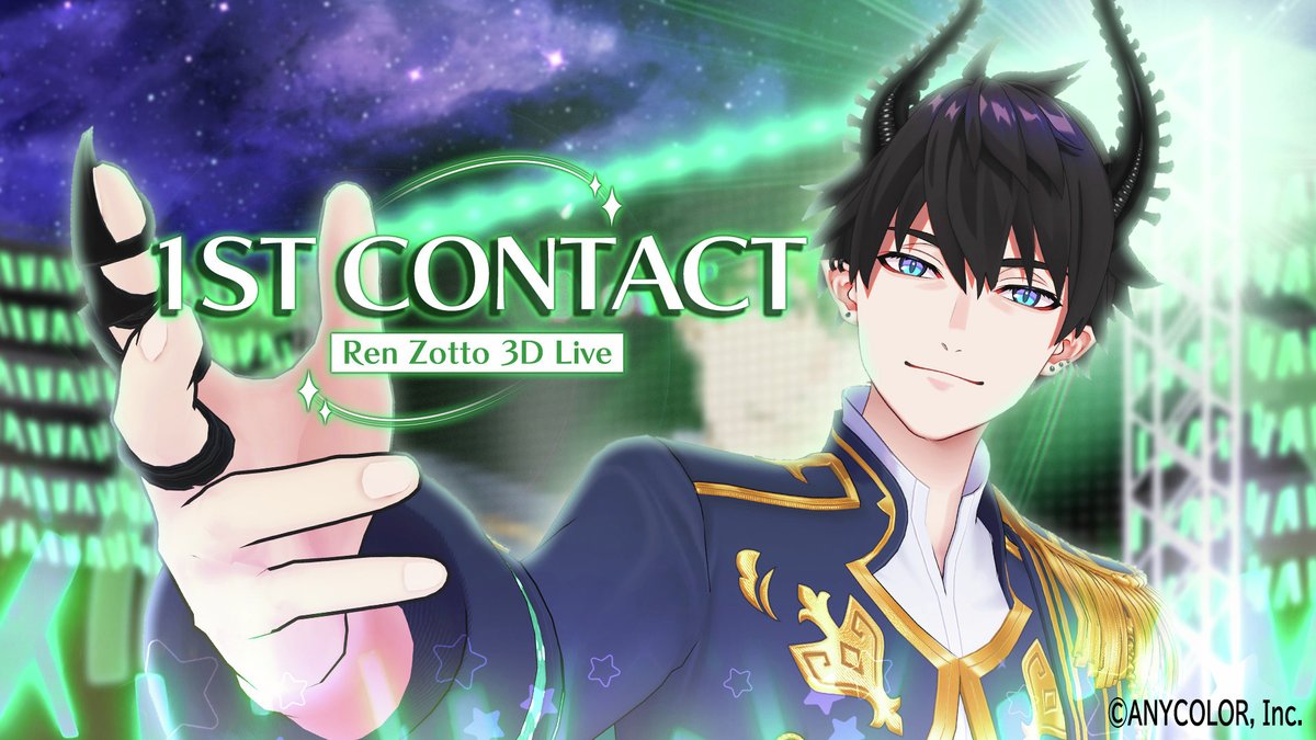 【Announcing Ren Zotto's first 3D LIVE! 】
😈 "1ST CONTACT" #RENZOTTO1STCONTACT 🛸

Featuring performances from <a href="/RenZott0/">Ren Zotto 😈🛸 NIJISANJI EN</a> &amp; special guests, you won't want to miss it. 🎤

Begins:
January 2 (Fri) 20:00 JST / January 2 (Fri) 3:00 PST
Waiting room:
youtube.com/live/c-rBty6nz…