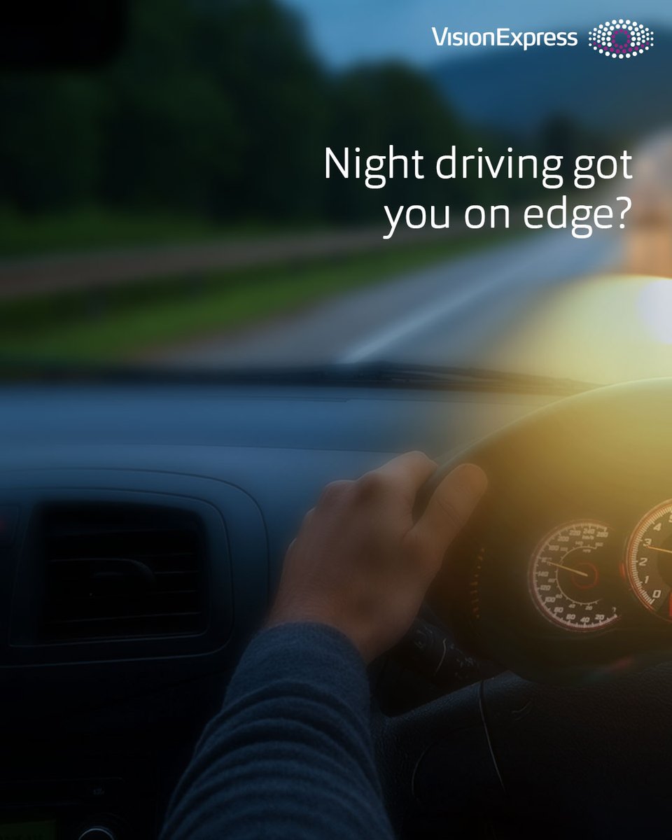 Visionexpressin's tweet image. Is night glare putting you on edge?
Ditch the squinting! DriveSure is the confidence boost your eyes need for crystal-clear, safe driving every single night.

Visit our nearest store today.

#VisionExpress #DriveSure #NightDriving #GlareFree #NightVision #SeeTheDifference