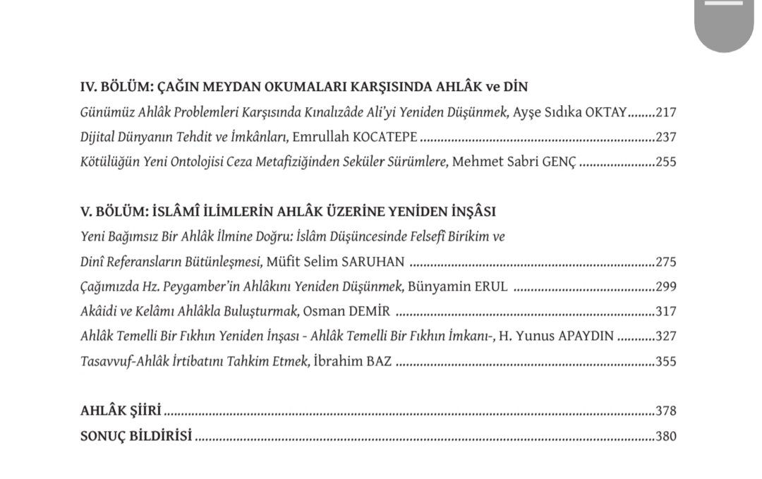 Başta Enes Kala ve Yunus Emre Aydınbaş hocalar olmak üzere 
tüm emeği geçenlere teşekkür
Birbirinden değerli hocalarımızın başlıkları ektedir
İlgili okurlar için başlığım
Yeni Bağımsız Bir Ahlâk İlmine Doğru: İslam Düşüncesinde Felsefî Birikim ve Dinî Referansların Bütünleşmesi