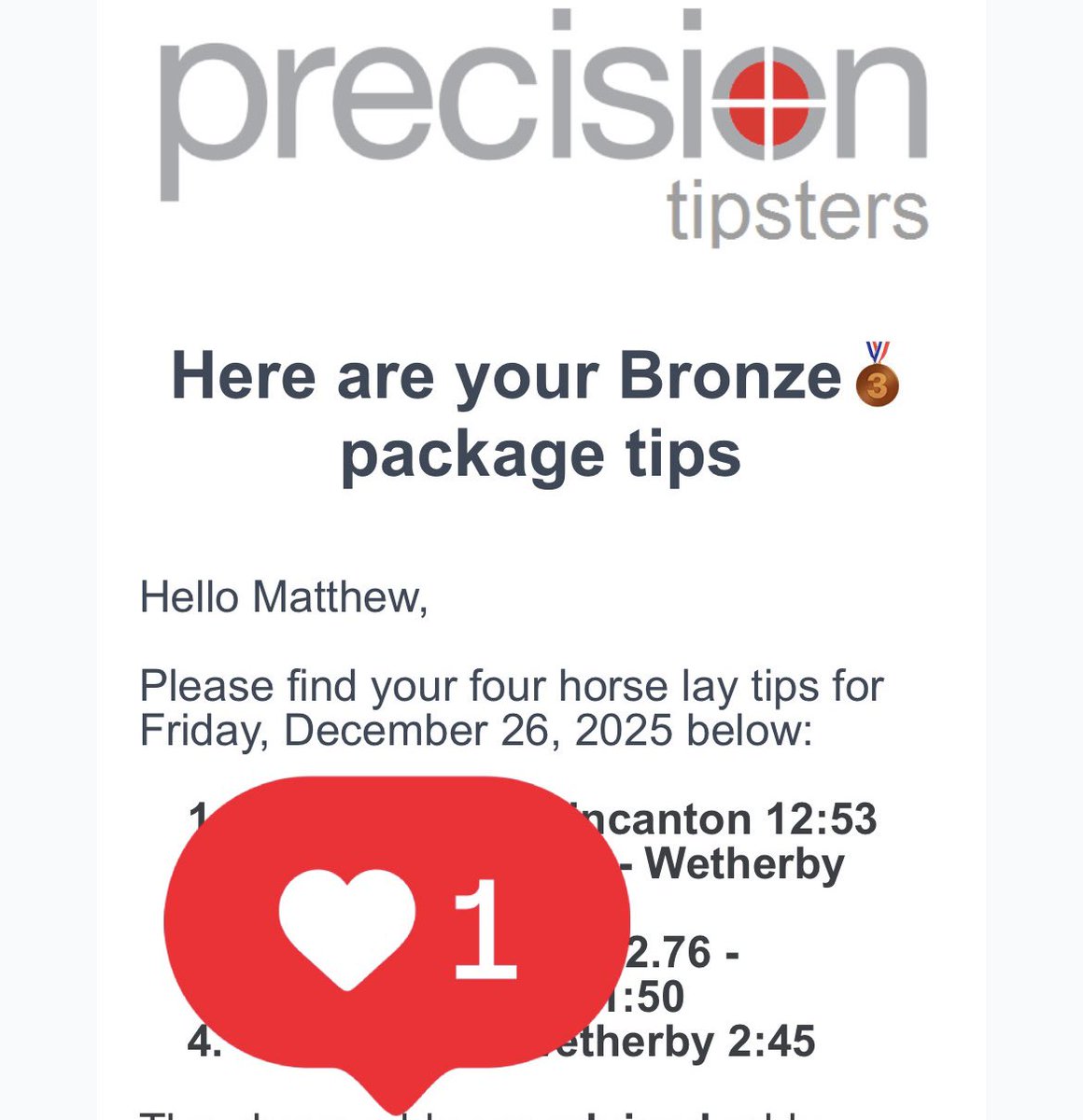 Precisiontips1's tweet image. Boxing Day racing = hype everywhere.
That’s when favourites get exposed 👇

🏇 Wincanton 12:53, 14:03
🏇 Wetherby 13:00, 14:10, 14:45
🏇 Market Rasen 13:47, 15:32
🏇 Wolves 13:50, 15:00

precisiontipsters.co.uk

#BoxingDayRacing #HorseRacing #LayBetting #BetSmarter #RacingTips