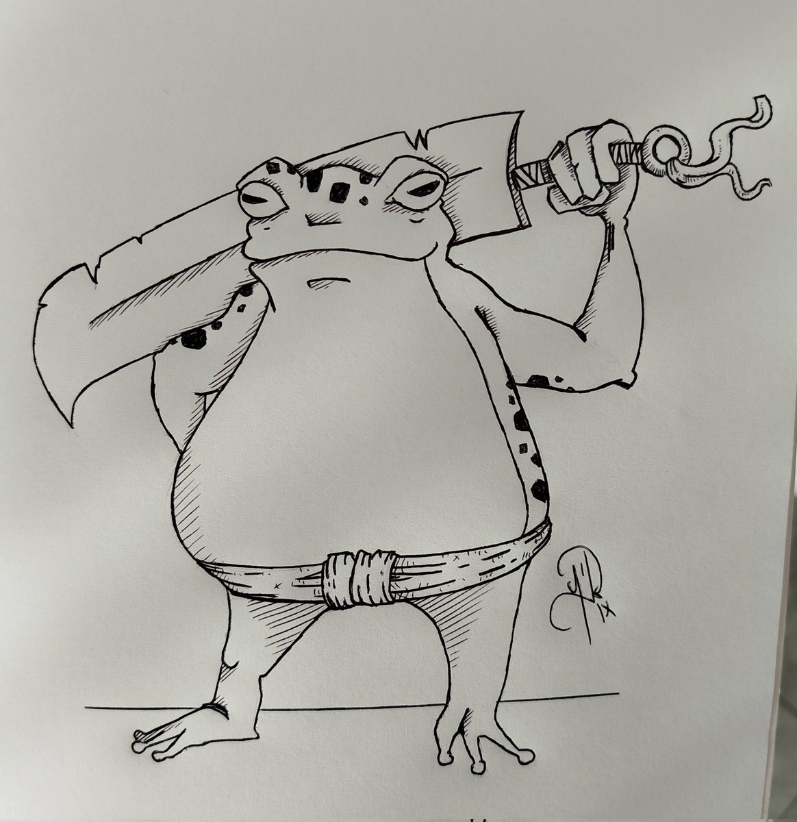 FlyDesignJC's tweet image. Nacida de un boli Bic.
La rana guerrera sale del papel, alza su espada y demuestra que no es solo una ilustración, sino un personaje listo para luchar… o para contar su leyenda.