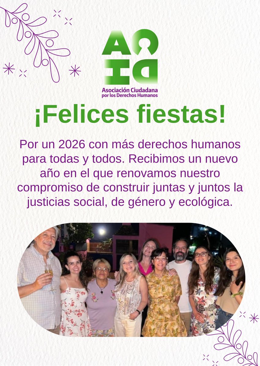 🎉 Por un 2026 con más derechos humanos para todas y todos. En estas fiestas, renovamos nuestro compromiso de construir juntas y juntos justicia social, de género y ecológica. ¡Gracias por ser parte de este camino! 💚

#JusticiaSocial #DerechosHumanos