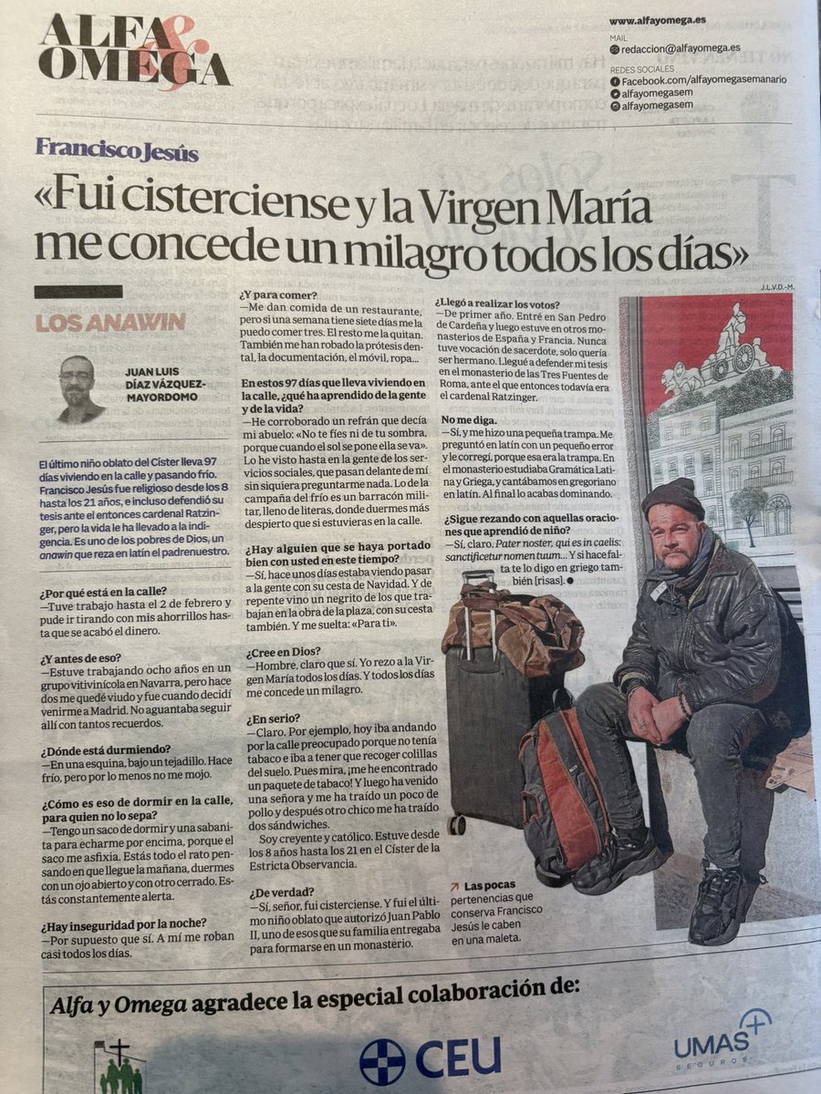 Cuando estoy en la peluquería con los niños, mientras espero, leo el periódico. Esto de hoy me ha llegado bastante, en Alfa y Omega