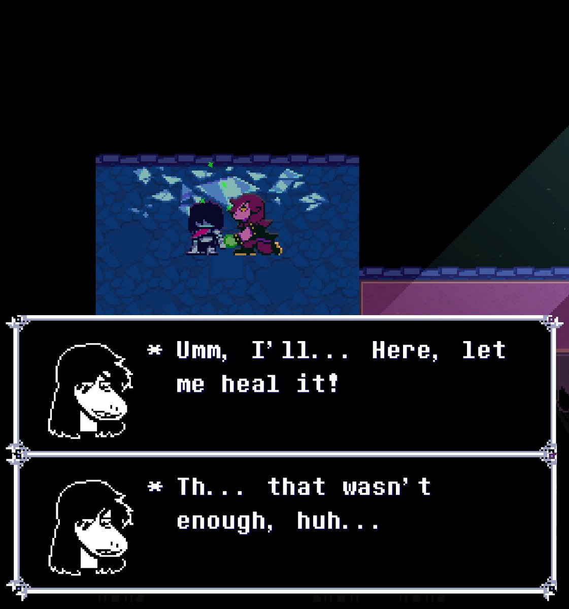 elytam_'s tweet image. I still think this is gonna lead up to Susie bringing Kris back from a near death situation or healing their injured arm.......