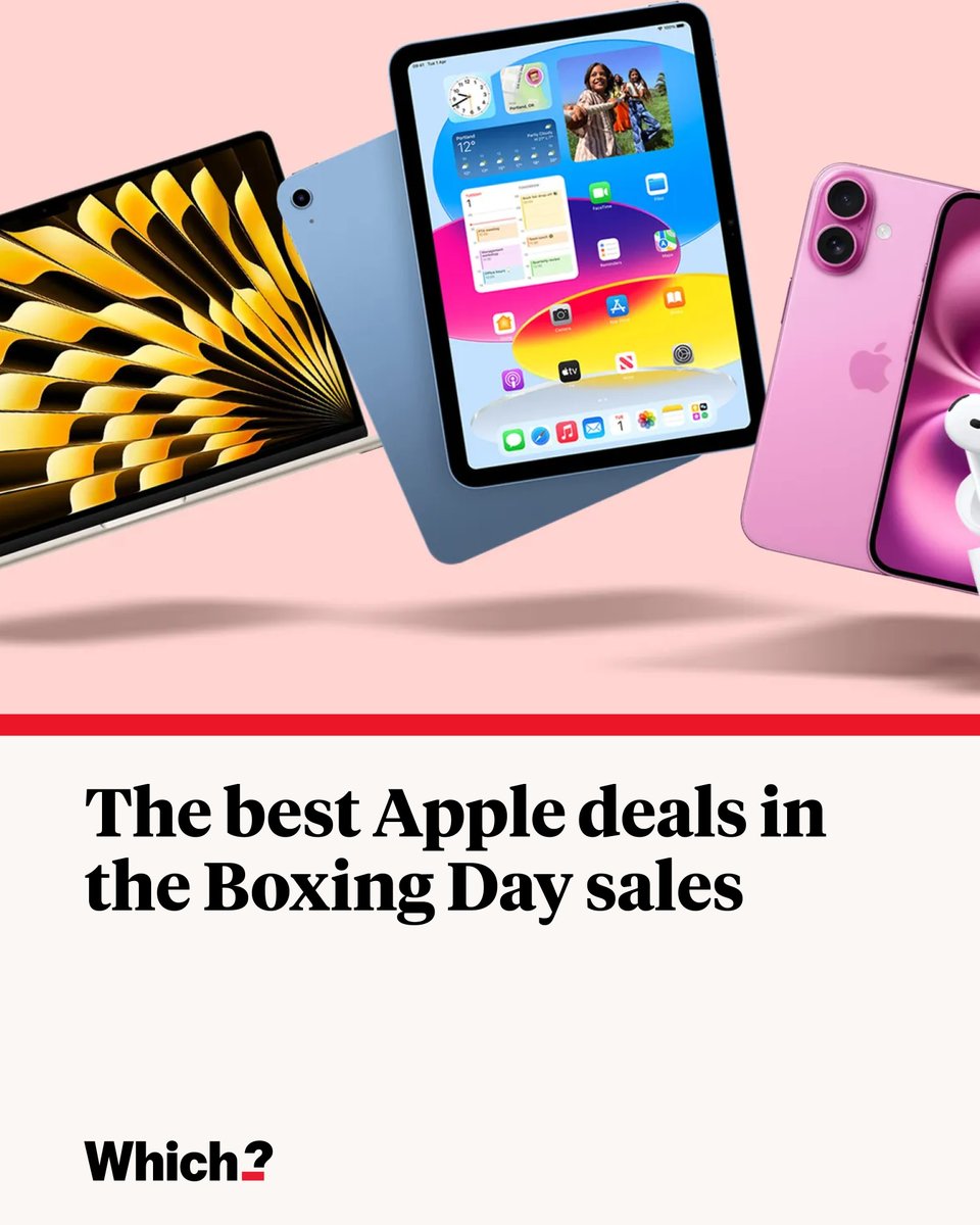 WhichUK's tweet image. 📱 We've scoured the web for the best deals on the latest Apple products.

All of our promoted deals are price-tracked and expert-tested, so you know they're worth your time 👇 

which.co.uk/news/article/b…