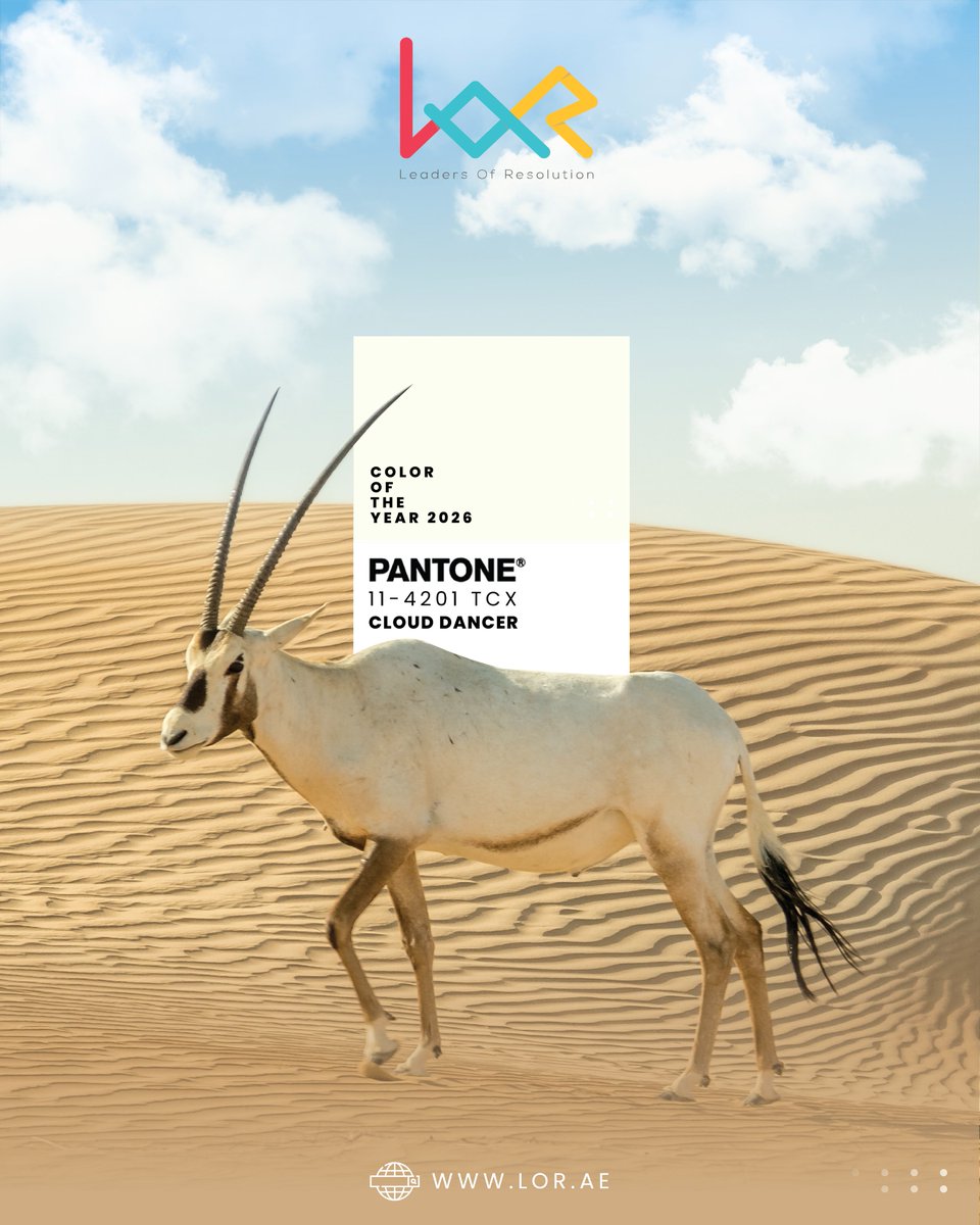 Media_lor's tweet photo. Pantone Color 2026 

#LORGraphicDesign #LeadersOfResolution #ArabianOryx #UAEHeritage #Pantone2026 #CloudDancer #Leadership #Clarity #Strategy #BusinessSolutions #Innovation #Vision #BrandIdentity #DesignInspiration #uae https://t.co/JzPHApLbAl