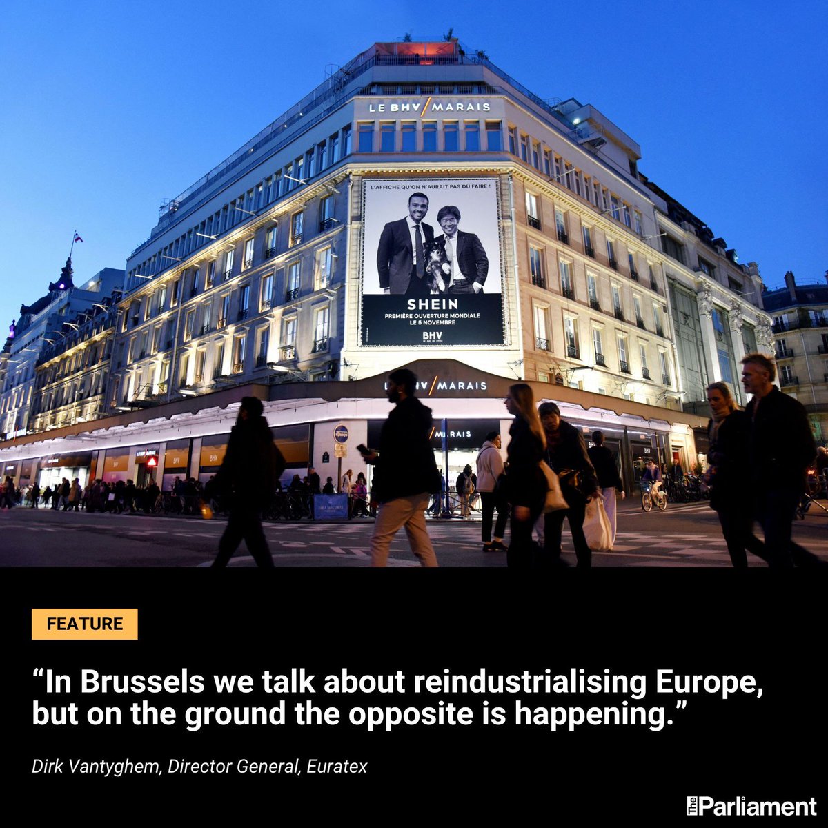 Parlimag's tweet image. Ten-euro dresses. Thirteen-euro jeans. 

Ultra-low prices, endless choice and gamified shopping helped Shein conquer the EU market — without a single permanent store.  

Its controversial first-ever shop in central Paris now highlights a bigger risk: Europe becoming a dumping…