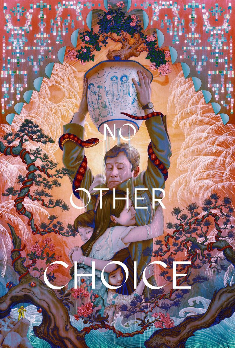 Fandango's tweet image. Check out the stunning new poster for Park Chan-Wook's #NoOtherChoice -- Now playing in theaters! 

Get tickets -- fandan.co/NoOtherChoice
(Poster credit @JamesJeanArt on X)