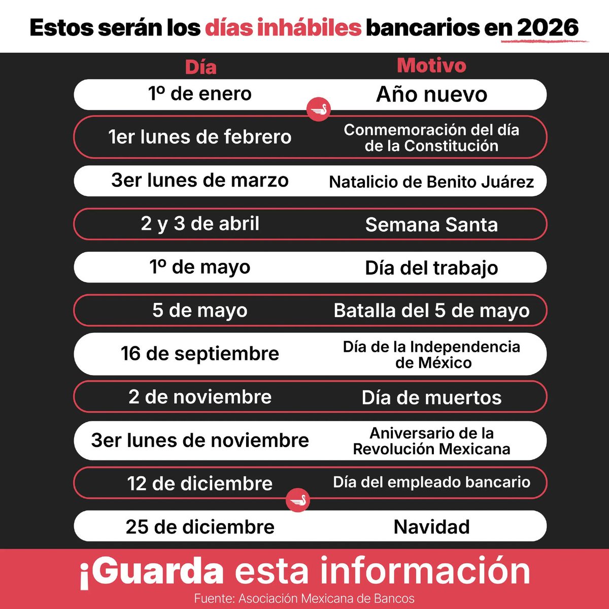 Estos son los días inhábiles de 2025

📩 Guarda esta información, te podrá servir más tarde