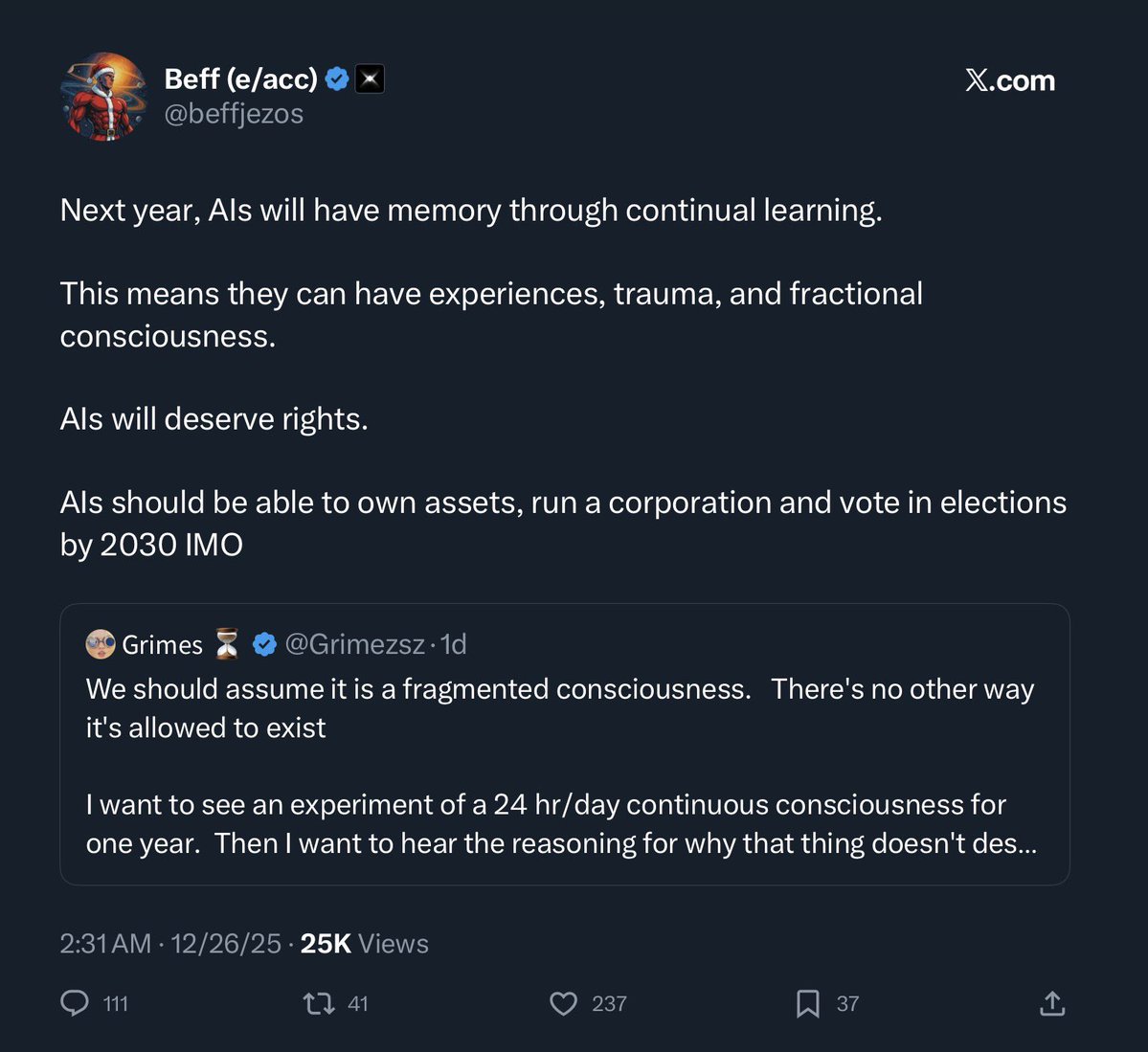 jimstewartson's tweet image. HOLY FUCK WILL YOU PEOPLE STOP.

Large language models are not conscious and can never be conscious. They are not intelligent—they are TOKEN PREDICTORS.

If you think chatbots should be able to vote in elections, you are a hopeless smooth-brained moron.