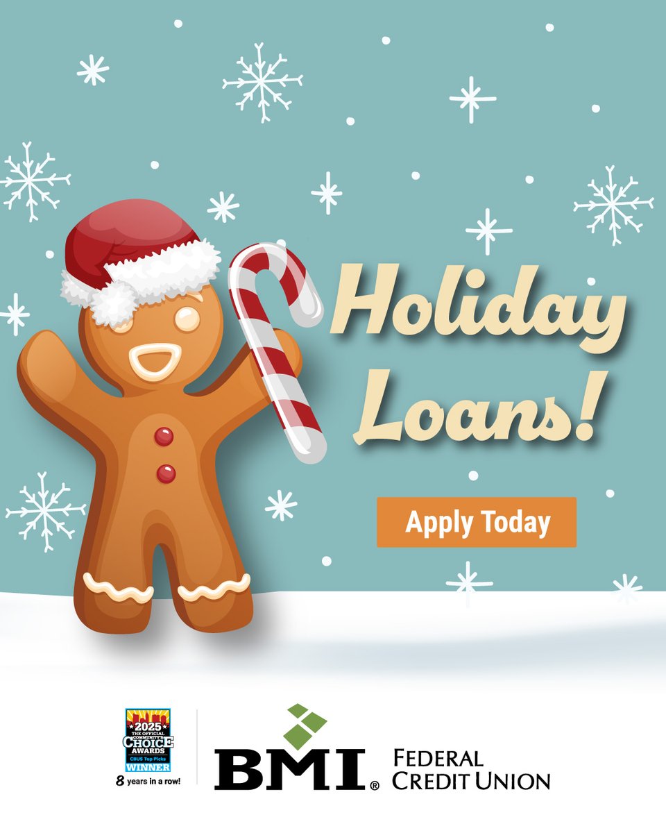 Need help recovering from the holidays? Get a Holiday Loan from BMI FCU and choose the loan amount that is right for you! #BMIFCU