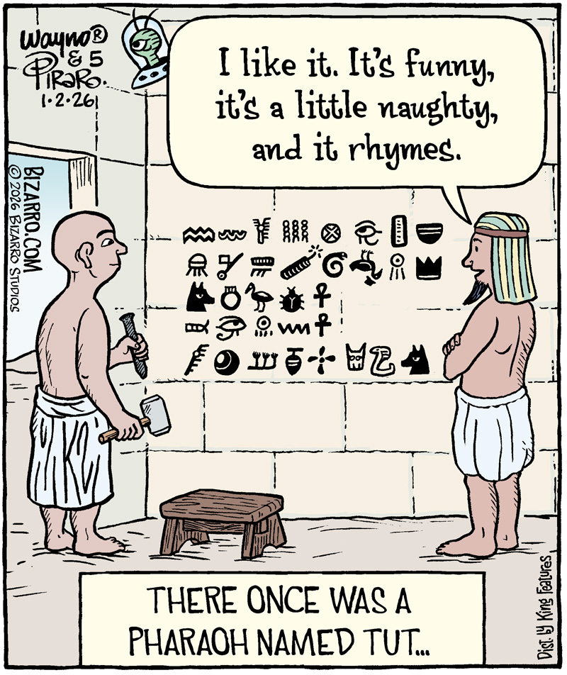 Pyramid Poetry
•••
More unfinished gags are at ComicsKingdom.com/Bizarro
•••
#comics #cartoons #kingtut #Bizarro

<a href="/ComicsKingdom/">Comics Kingdom</a>
