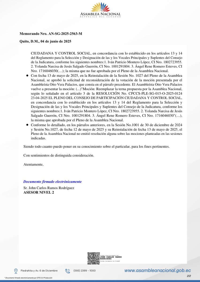 hbosquezab's tweet photo. Para el país y los bolivarenses: 

Se me acusa falsamente de haber “mocionado el cambio de una terna”.
Eso es MENTIRA.

❌ Nunca mocioné una terna.
❌ Nunca mocioné nombres.

📄 Mi actuación consta por escrito en el Memorando:
@LFMolinaO 
@EcuavisaInforma 
@ecuavisa 
@Expresoec⤵️ https://t.co/FFWGGF55Tk