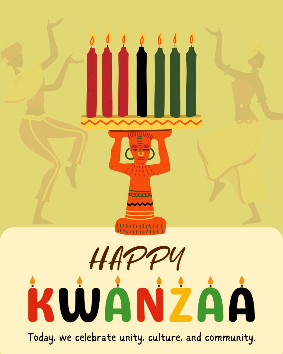 Happy Kwanzaa! Today we honor the rich traditions and values that bring communities together. Kwanzaa celebrates unity, self-determination, creativity, &amp; faith—principles that inspire us to reflect &amp; grow. May these seven days be filled with light, love, &amp; purpose. #HappyKwanzaa