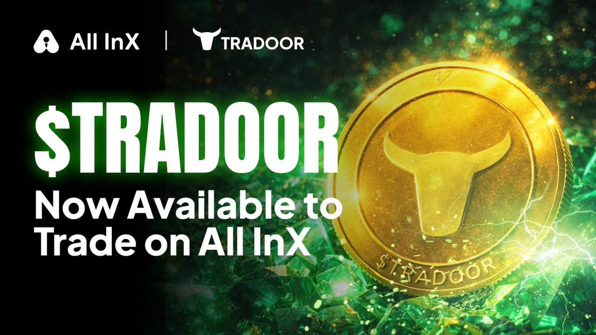 🚨 $TRADOOR is now listed on All InX!

You can now trade Tradoor’s native token on All InX – the CeDeFi Exchange of Everything.

All InX bridges real-world assets (RWAs) with the digital economy, offering:

- Spot &amp; Futures Trading
- Prediction Markets
- Crypto Cards
- Web3