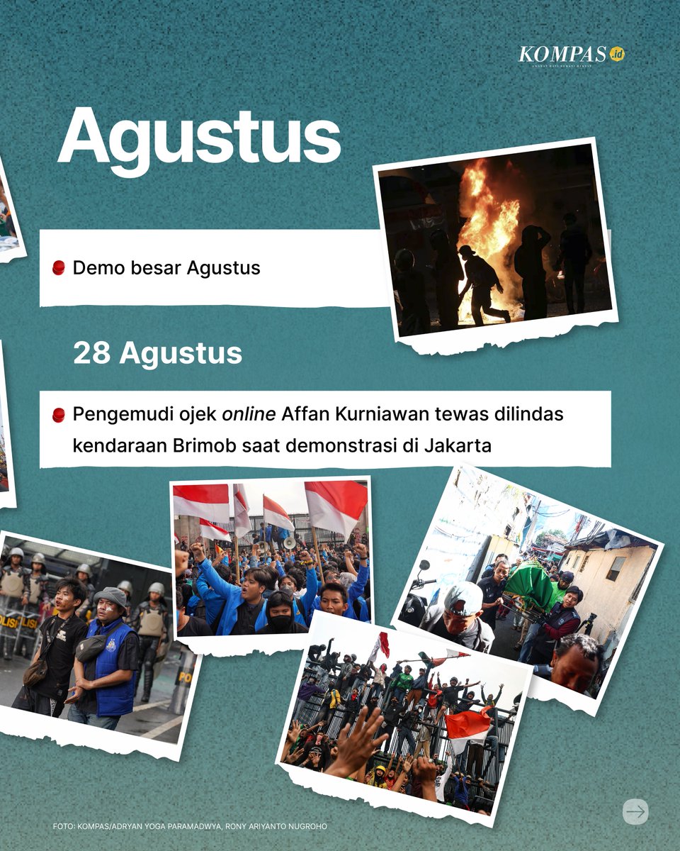 hariankompas's tweet photo. Peristiwa yang terjadi pada Agustus-September 2025.
#PeristiwaBesar2025 #KilasBalik2025 #HarianKompas #Kompasid #AdadiKompas https://t.co/brOC4H5K3D