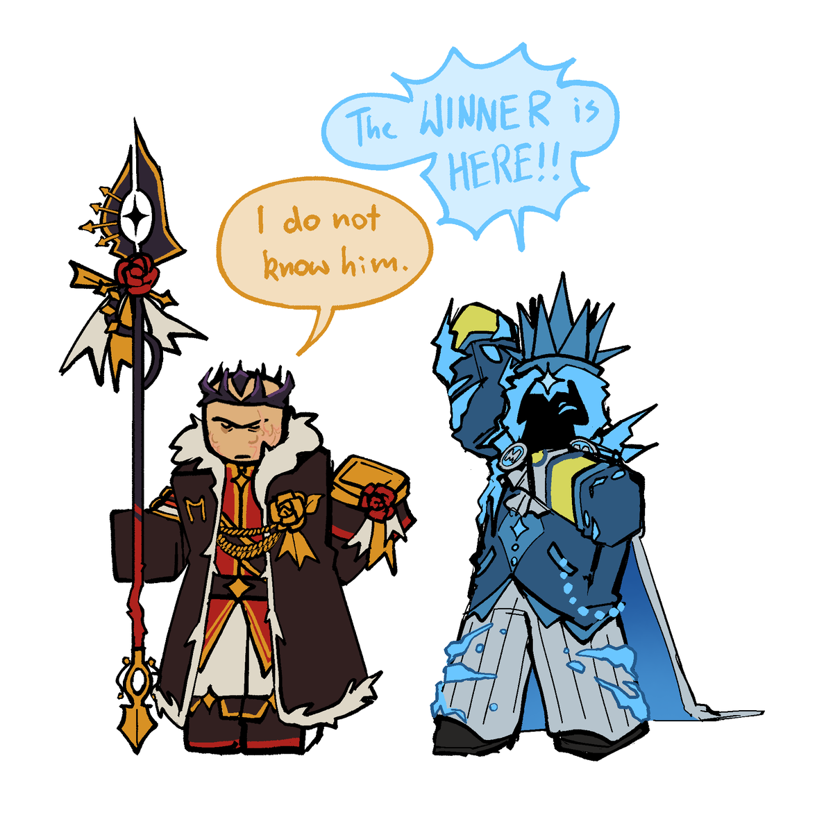 Maybemeidk29121's tweet image. Find it funny that these two dudes with crowns were introduced with very different voicelines.
They make me giggle
#terminationprotocol