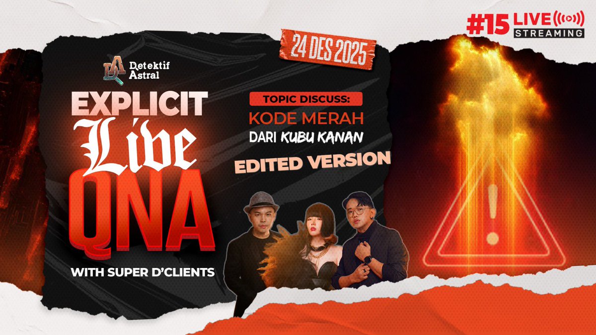 📣SUDAH TAYANG‼️ LIVE MEMBERSHIP “2026: Kode Merah dari Kubu Kanan”🚨

⬇️LINK ROOM LIVE⬇️
youtube.com/live/hreiAk7Zx…

—————
Bagi yang belum membership, JOIN DISINI:
youtube.com/@DetektifAstra…