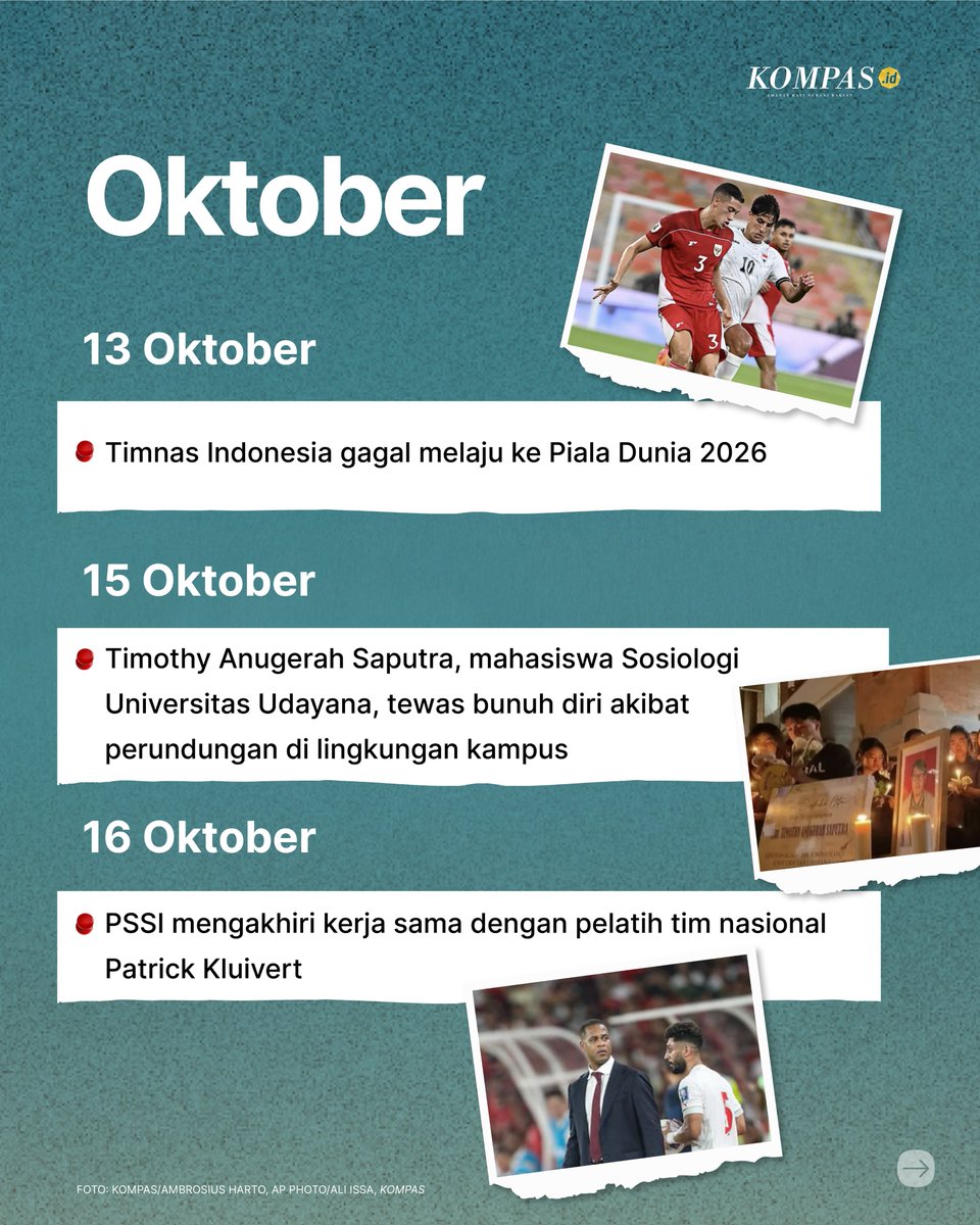 hariankompas's tweet photo. Peristiwa yang terjadi pada Oktober-Desember 2025.
#PeristiwaBesar2025 #KilasBalik2025 #HarianKompas #Kompasid #AdadiKompas https://t.co/h0C4FNQq9e