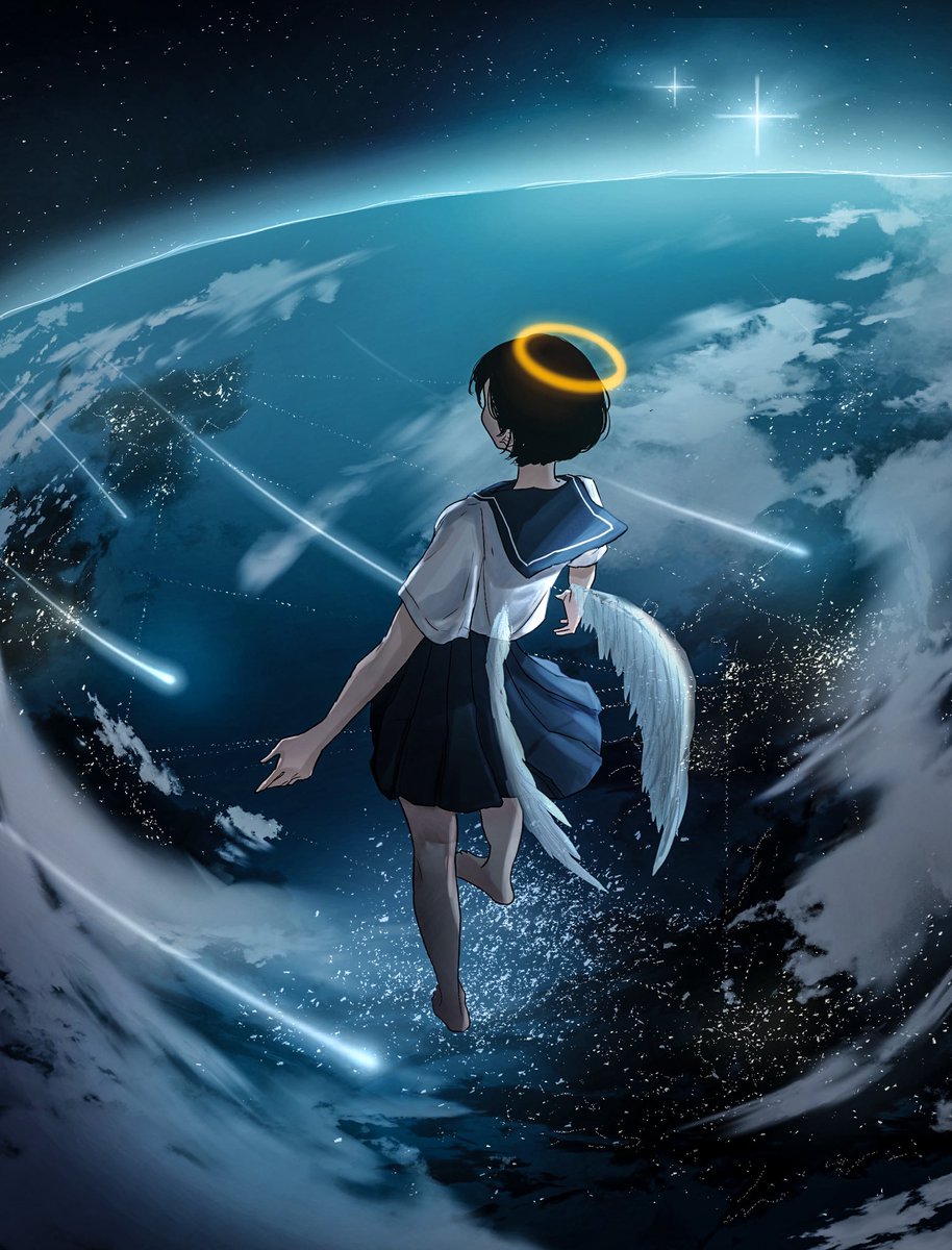 nor_ni_'s tweet photo. 世界の上から
 #イラスト https://t.co/5k0VlnBsPR