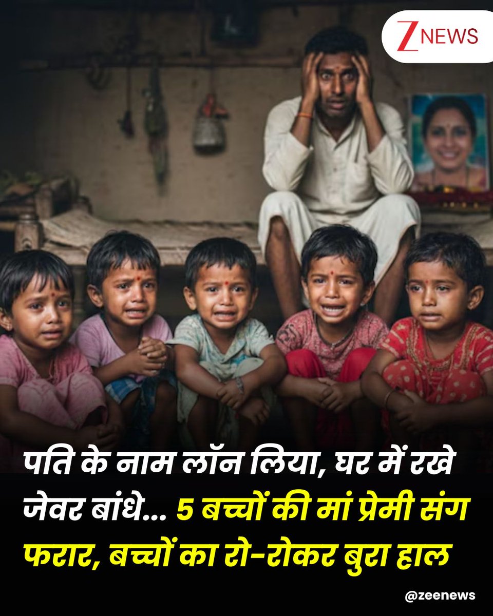 ZeeNews's tweet image. पति के नाम लॉन लिया, घर में रखे जेवर बांधे... 5 बच्चों की मां प्रेमी संग फरार, सदमे में पति, बच्चों का रो-रोकर बुरा हाल

#Mainpuri #ViralNews 

मैनपुरी से एक चौंकाने वाली और बेहद संवेदनशील खबर सामने आई है.मैनपुरी शहर के काशीराम कॉलोनी से एक महिला अपने प्रेमी के साथ घर से फरार हो